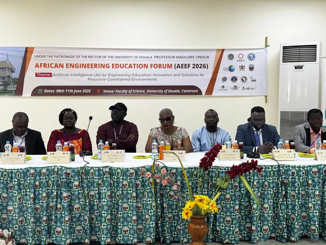 The head table of AEEF 2026 under the forum banner at the Faculty of Science