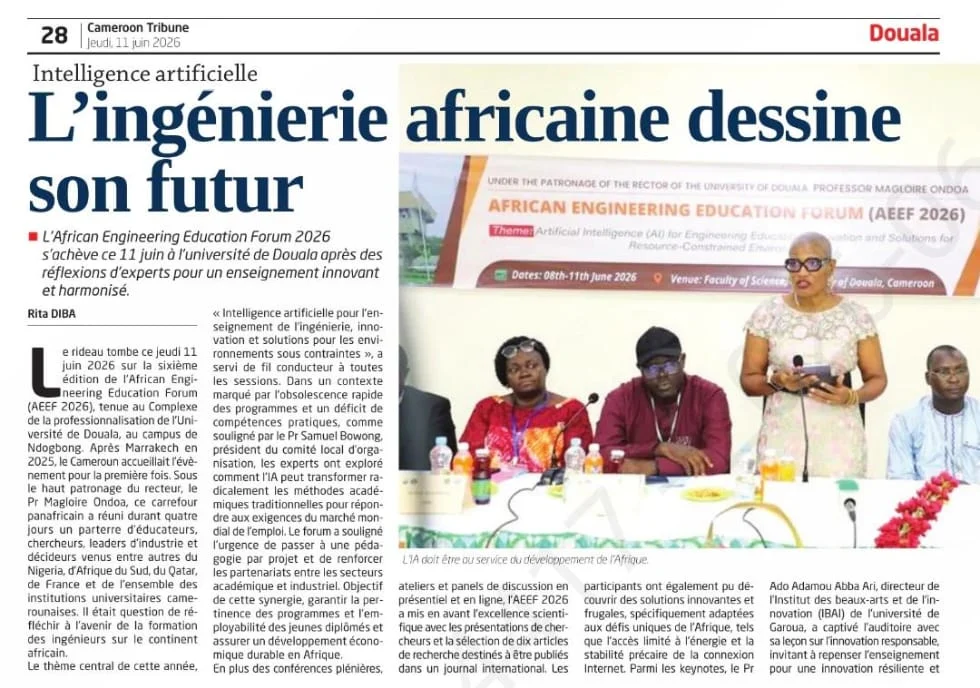 Cameroon Tribune article: L’ingénierie africaine dessine son futur